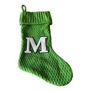 Wondershop Monogram Stocking Green Knit M Letter